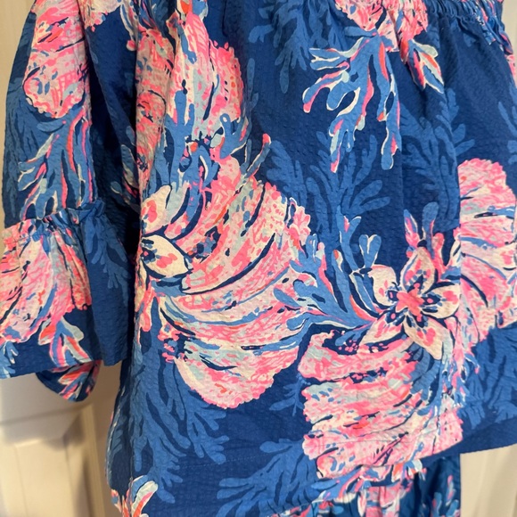Lilly Pulitzer, 2 Piece Set Croix Top & Deavan Midi Skirt Blue Pink, Size L - Picture 5 of 15
